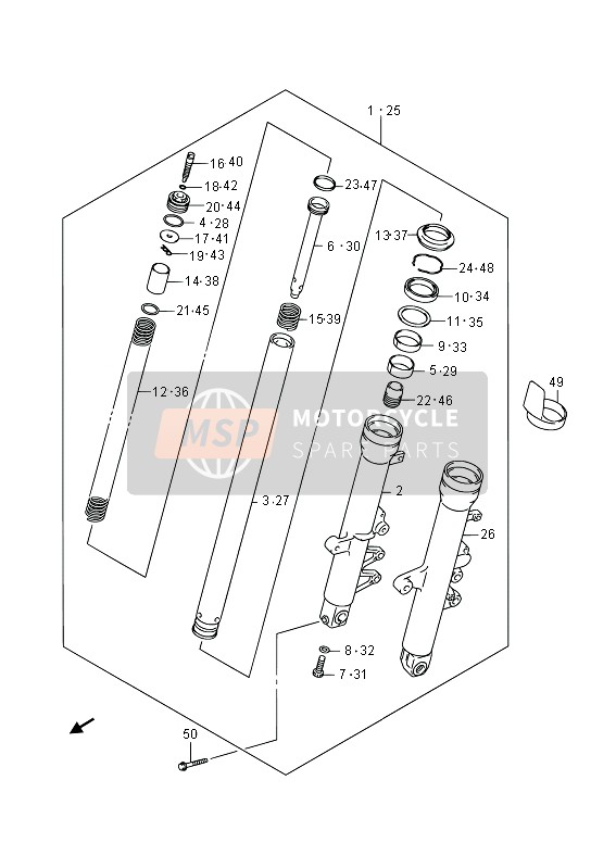 5110344H21, Damper Assy, Front Fork Rh, Suzuki, 0