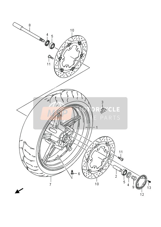 Suzuki SFV650(A) GLADIUS 2013 VORDERRAD (SFV650A) für ein 2013 Suzuki SFV650(A) GLADIUS