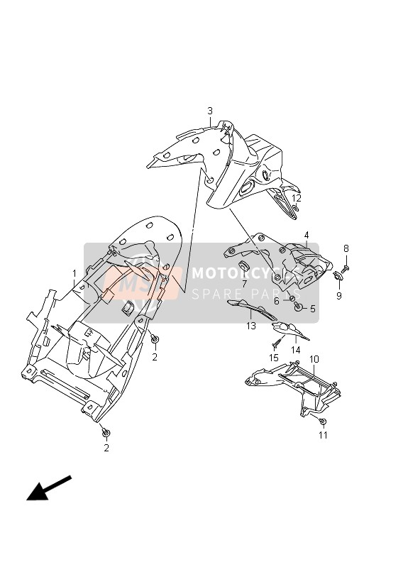 Suzuki SFV650(A) GLADIUS 2011 HINTERER KOTFLÜGEL (SFV650 E24) für ein 2011 Suzuki SFV650(A) GLADIUS