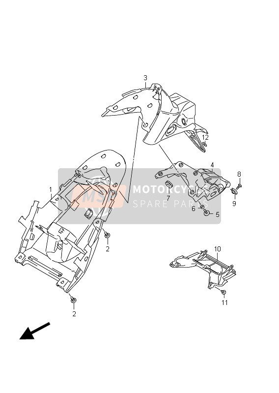 Suzuki SFV650(A) GLADIUS 2011 Garde-boue arrière (SFV650UA E21) pour un 2011 Suzuki SFV650(A) GLADIUS