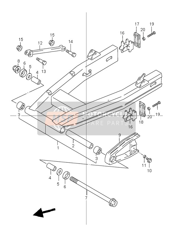 Suzuki GSX1200 INAZUMA 1999 Rear Swing Arm for a 1999 Suzuki GSX1200 INAZUMA