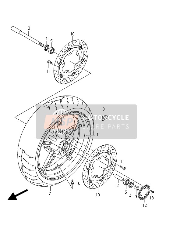 Suzuki SFV650(A) GLADIUS 2011 Front Wheel (SFV650A E21) for a 2011 Suzuki SFV650(A) GLADIUS