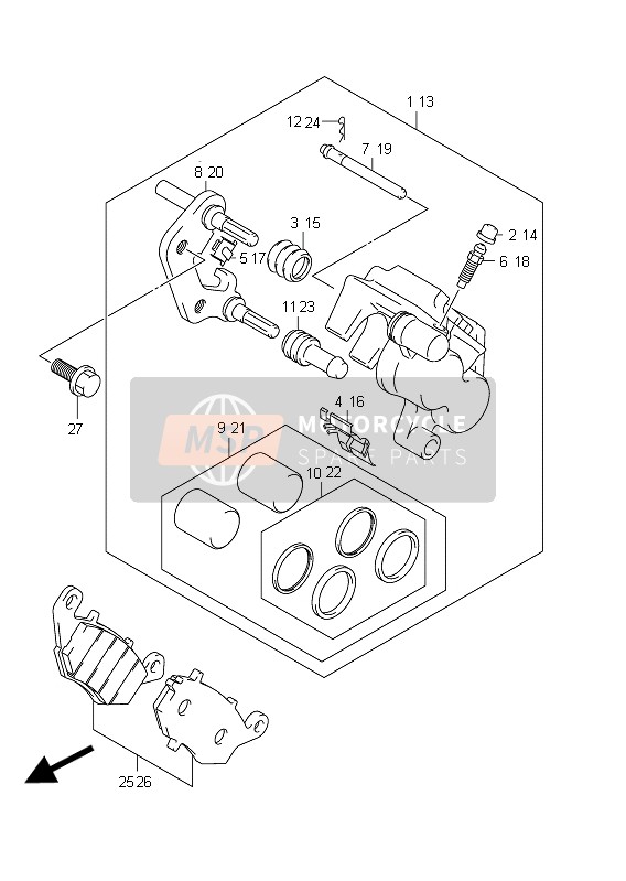 Suzuki SFV650(A) GLADIUS 2011 Front Caliper for a 2011 Suzuki SFV650(A) GLADIUS