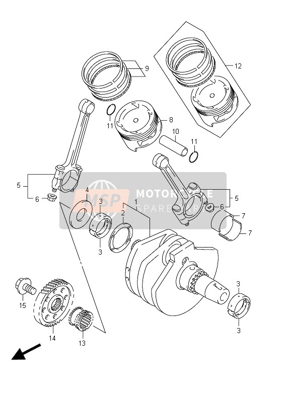 Suzuki C800 (VL800) INTRUDER 2011 Crankshaft for a 2011 Suzuki C800 (VL800) INTRUDER