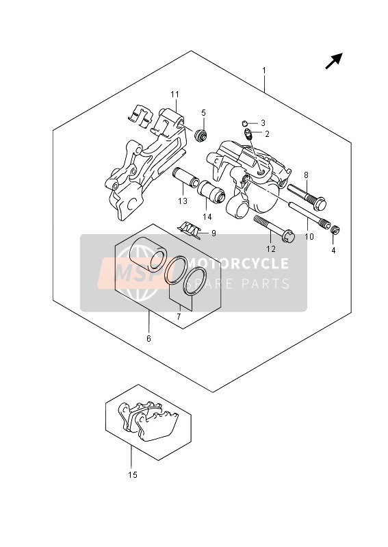 Suzuki SFV650(A) GLADIUS 2013 Étrier arrière (SFV650) pour un 2013 Suzuki SFV650(A) GLADIUS