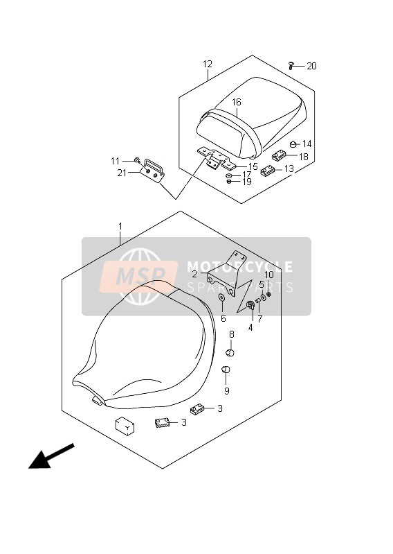 Suzuki C800 (VL800) INTRUDER 2011 Asiento (VL800C E19) para un 2011 Suzuki C800 (VL800) INTRUDER