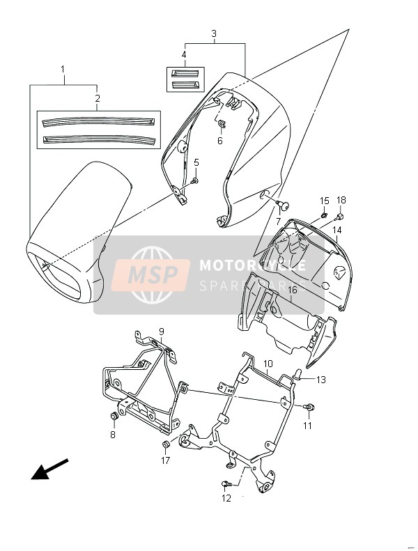 Suzuki VZR1800(N)(Z)(R) (M1800) INTRUDER 2011 Copertura del faro (VZR1800Z E02) per un 2011 Suzuki VZR1800(N)(Z)(R) (M1800) INTRUDER