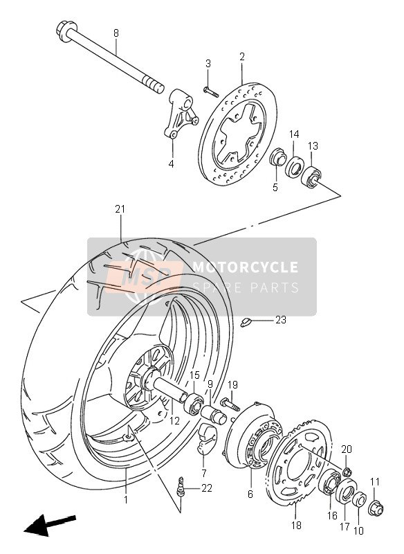 Suzuki RF900R 1998 Roue arrière pour un 1998 Suzuki RF900R