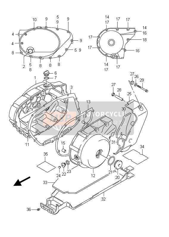 Suzuki VZ800 INTRUDER 2011 Tapa del cárter para un 2011 Suzuki VZ800 INTRUDER