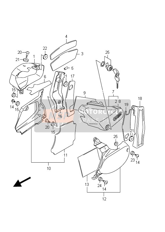 Suzuki VZ800 INTRUDER 2011 Frame Cover (VZ800UE E19) for a 2011 Suzuki VZ800 INTRUDER