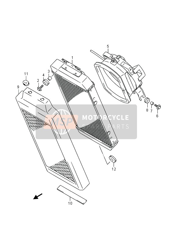 Suzuki C800 (VL800) INTRUDER 2013 Radiator for a 2013 Suzuki C800 (VL800) INTRUDER