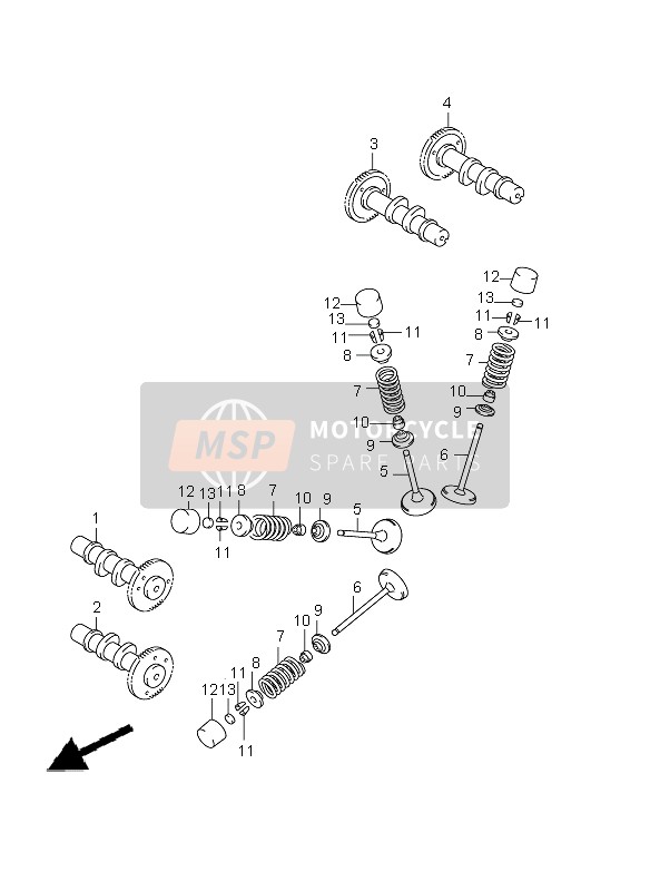 Suzuki DL650A V-STROM 2012 Albero A Camme & Valvola per un 2012 Suzuki DL650A V-STROM