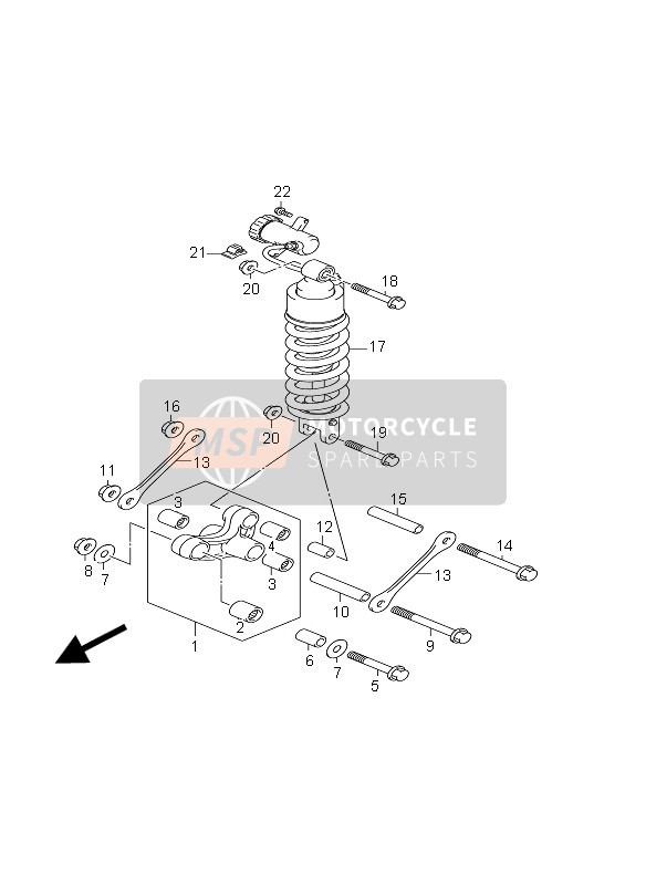 Suzuki DL650A V-STROM 2012 Leva cuscino posteriore (DL650AUE) per un 2012 Suzuki DL650A V-STROM