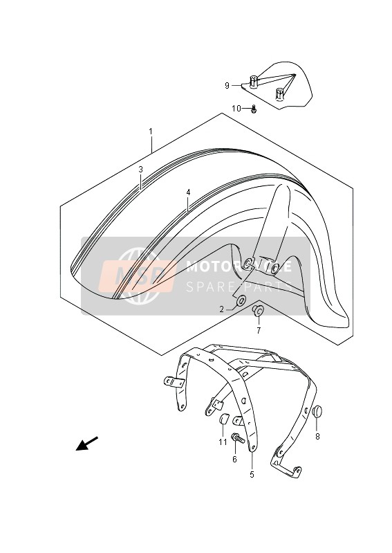 Suzuki C800 (VL800) INTRUDER 2013 Front Fender (VL800C E19) for a 2013 Suzuki C800 (VL800) INTRUDER