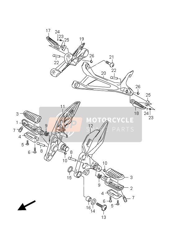 Suzuki GSR750(A) 2012 Voetsteun voor een 2012 Suzuki GSR750(A)