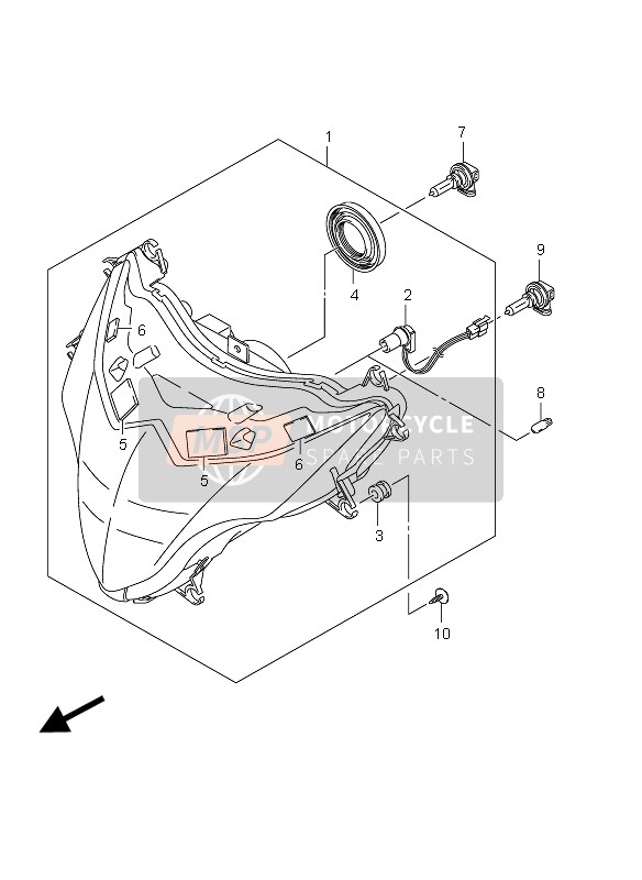 Suzuki GSX-R1000 2012 Headlamp (GSX-R1000UF E21) for a 2012 Suzuki GSX-R1000