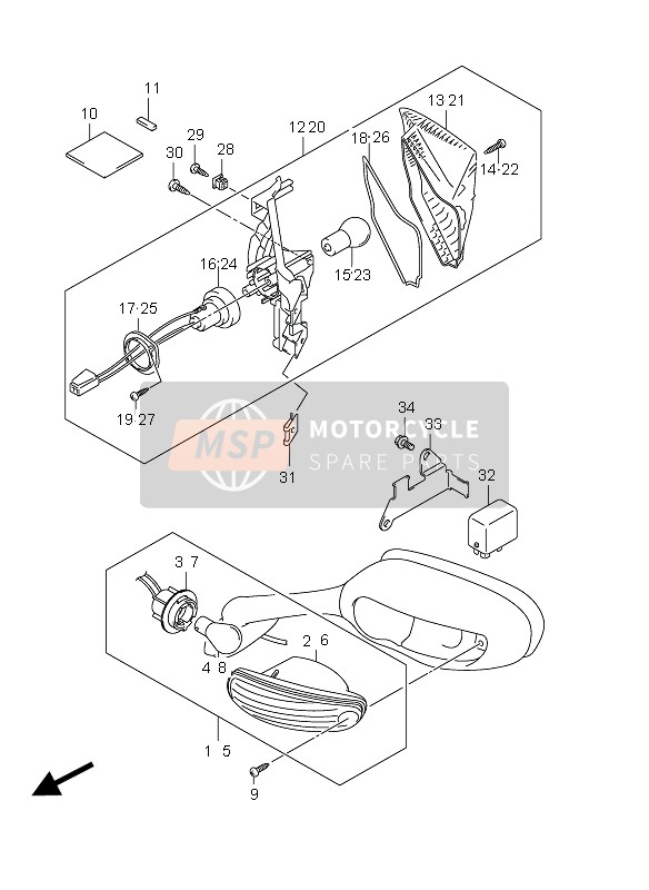 Suzuki GSX-R1000 2012 Turn Signal Lamp for a 2012 Suzuki GSX-R1000