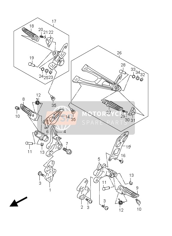 Suzuki GSX-R1000 2012 Repose Pieds pour un 2012 Suzuki GSX-R1000