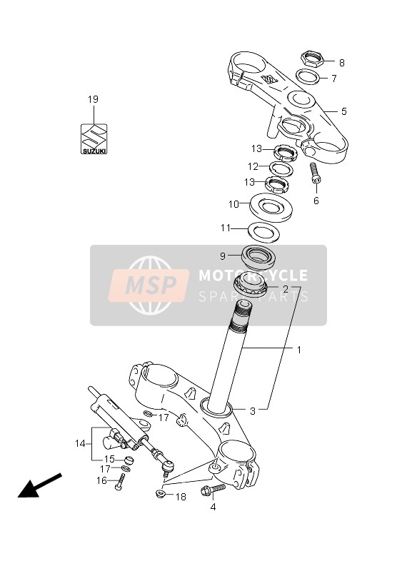 Suzuki GSX-R1000 2012 Tige de direction pour un 2012 Suzuki GSX-R1000