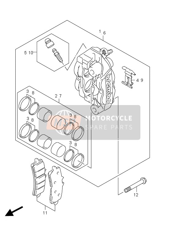 Suzuki GSX-R1000 2012 Pinza anteriore per un 2012 Suzuki GSX-R1000