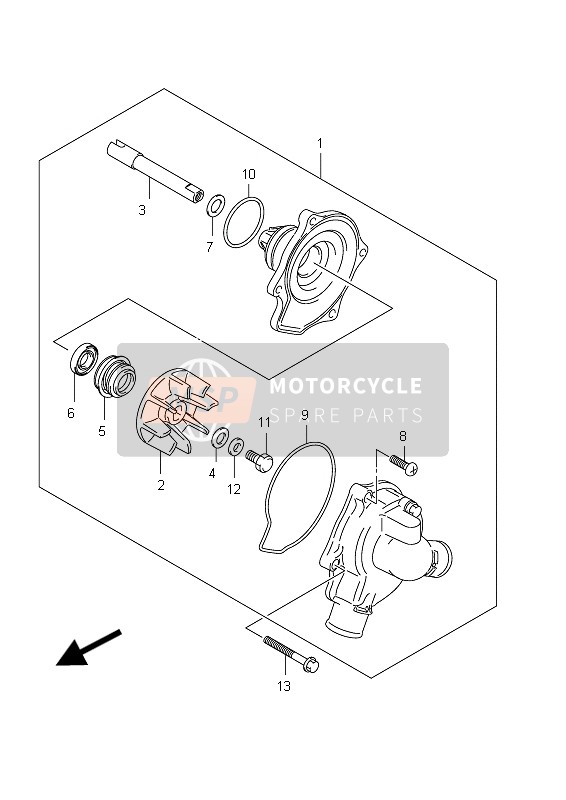 Suzuki GSF1250SA BANDIT 2012 Waterpomp voor een 2012 Suzuki GSF1250SA BANDIT