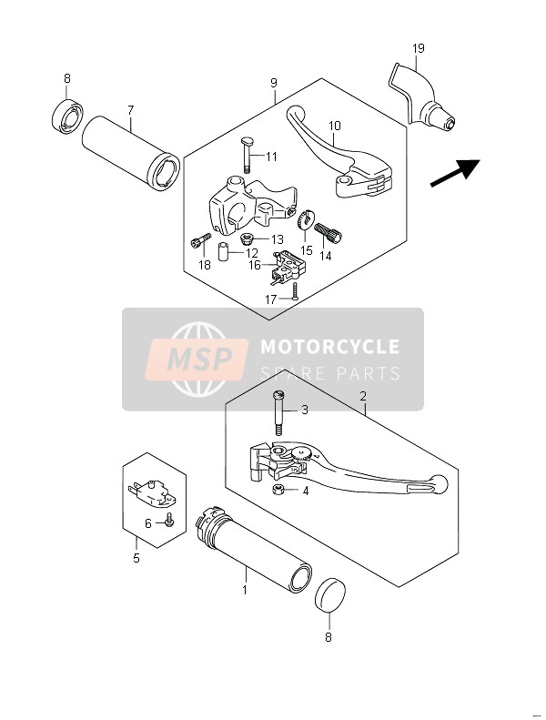 Suzuki VZR1800(N)(Z)(R) (M1800) INTRUDER 2011 Levier de poignée (VZR1800Z E02) pour un 2011 Suzuki VZR1800(N)(Z)(R) (M1800) INTRUDER