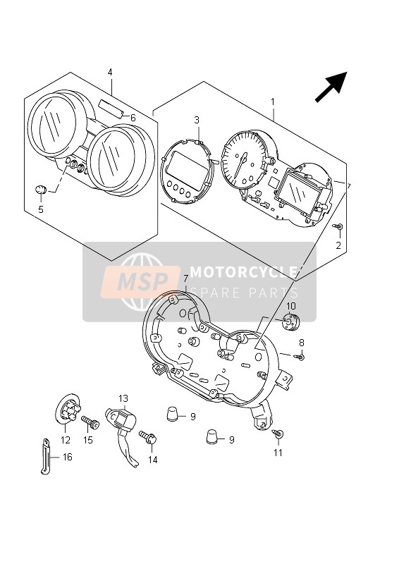 Suzuki GSF1250SA BANDIT 2012 Snelheidsmeter (GSF1250S E24) voor een 2012 Suzuki GSF1250SA BANDIT