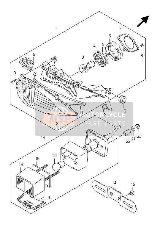 Suzuki GSF1250SA BANDIT 2012 Lámpara de combinación trasera para un 2012 Suzuki GSF1250SA BANDIT