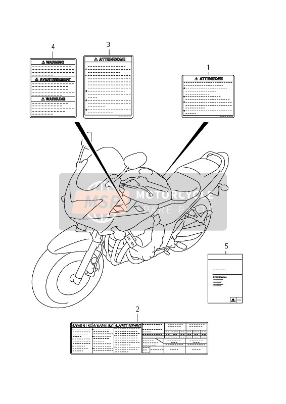 Suzuki GSF1250SA BANDIT 2012 Label (GSF1250S E21) for a 2012 Suzuki GSF1250SA BANDIT