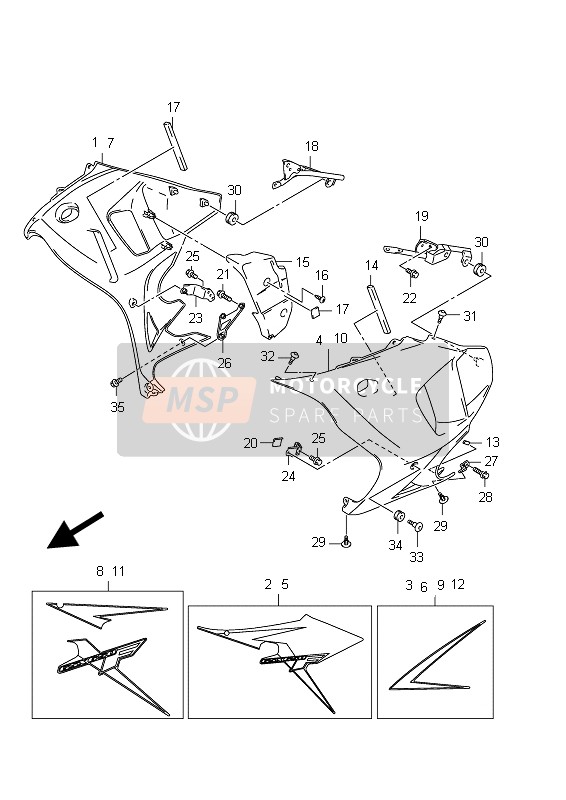 Suzuki GSX650F(A) 2012 Sous capot(GSX650FU E21) pour un 2012 Suzuki GSX650F(A)