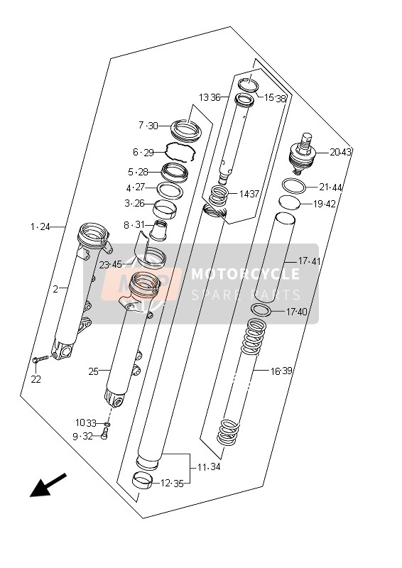 Suzuki GSX650F(A) 2012 Ammortizzatore forcella anteriore (GSX650F E24) per un 2012 Suzuki GSX650F(A)