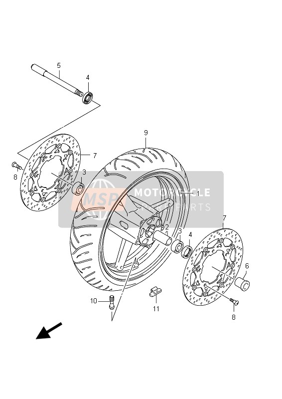 Suzuki GSX650F(A) 2012 Ruota anteriore (GSX650FU E21) per un 2012 Suzuki GSX650F(A)