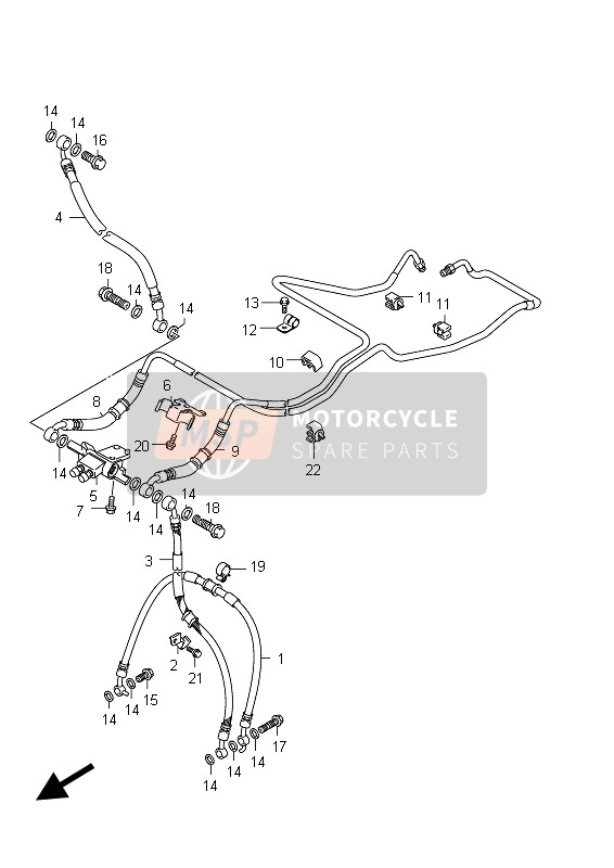 Suzuki GSX650F(A) 2012 Tubo freno anteriore (GSX650FUA E21) per un 2012 Suzuki GSX650F(A)