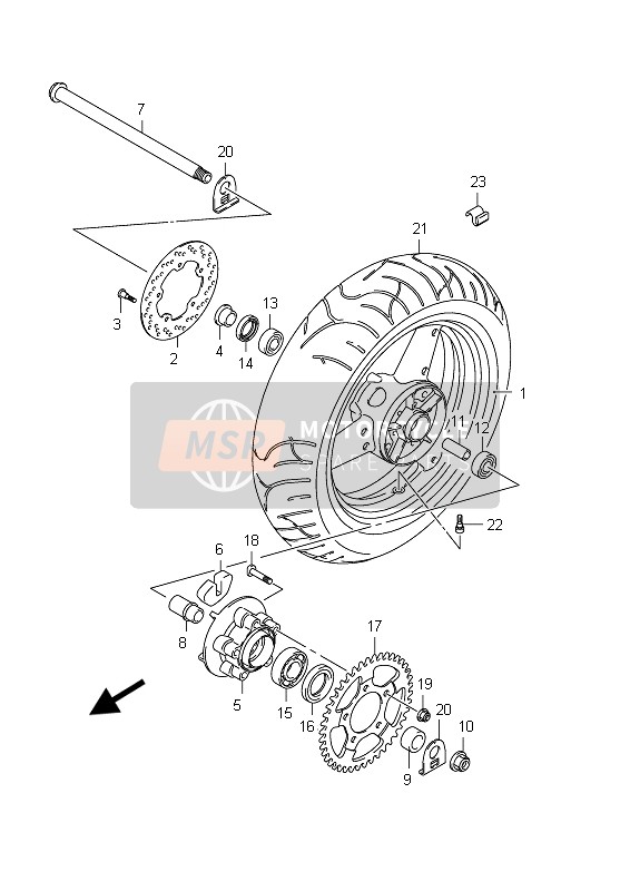 Suzuki GSX650F(A) 2012 HINTERRAD (GSX650F E21) für ein 2012 Suzuki GSX650F(A)