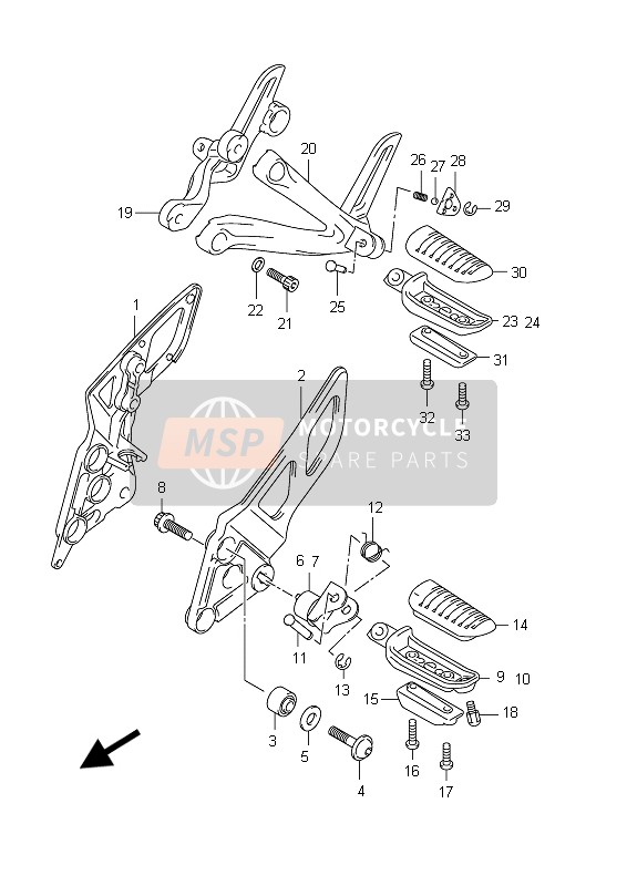 Suzuki GSX1250FA 2012 Reposapiés para un 2012 Suzuki GSX1250FA