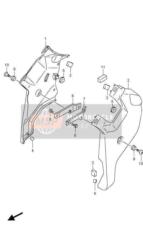 4735106J00019, Cover, Frame Head Rh (Black), Suzuki, 2