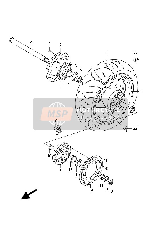 Suzuki GSX1250FA 2012 Rear Wheel for a 2012 Suzuki GSX1250FA