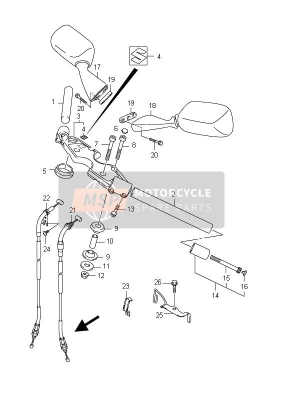 Suzuki GSX1300R HAYABUSA 2012 Guidon pour un 2012 Suzuki GSX1300R HAYABUSA