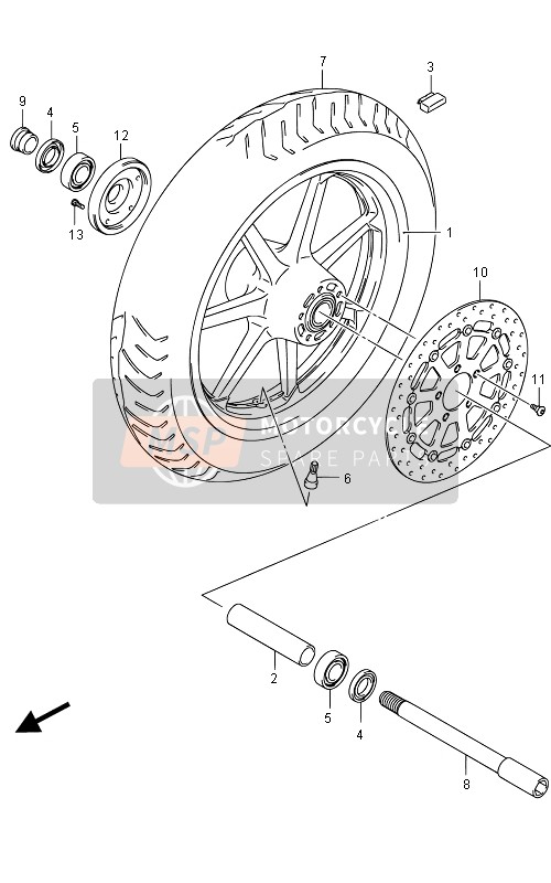 Suzuki C1500(B) (VL1500) INTRUDER 2013 Front Wheel (VL1500B E19) for a 2013 Suzuki C1500(B) (VL1500) INTRUDER