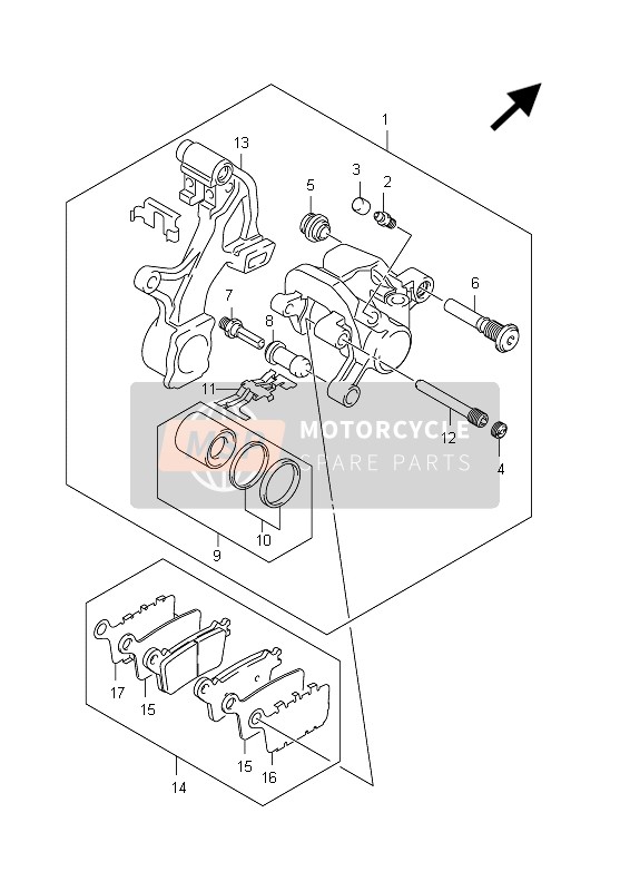 Suzuki GSX-R600 2012 Rear Caliper for a 2012 Suzuki GSX-R600