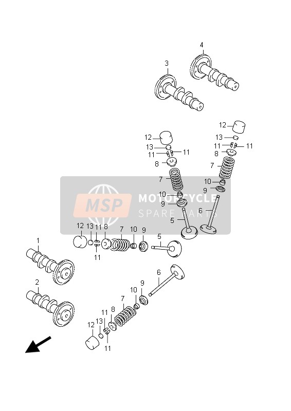 Suzuki SFV650(A) GLADIUS 2012 Albero A Camme & Valvola per un 2012 Suzuki SFV650(A) GLADIUS