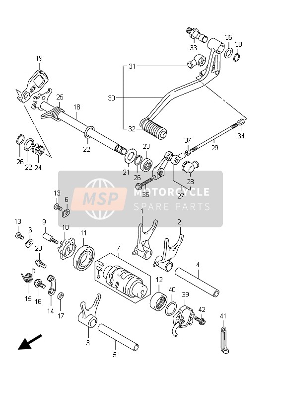 Suzuki SFV650(A) GLADIUS 2012 Cambio de marchas para un 2012 Suzuki SFV650(A) GLADIUS