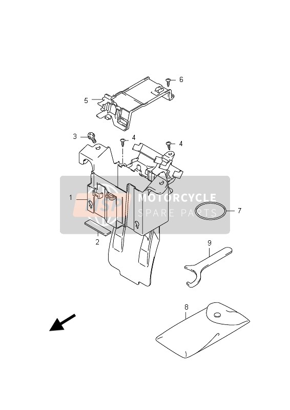 Suzuki SFV650(A) GLADIUS 2012 Support de batterie (SFV650 E21) pour un 2012 Suzuki SFV650(A) GLADIUS