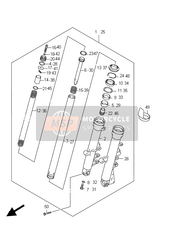 Suzuki SFV650(A) GLADIUS 2012 Front Damper (SFV650UA E21) for a 2012 Suzuki SFV650(A) GLADIUS