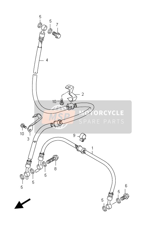 Suzuki SFV650(A) GLADIUS 2012 Flexible de frein avant (SFV650U E24) pour un 2012 Suzuki SFV650(A) GLADIUS