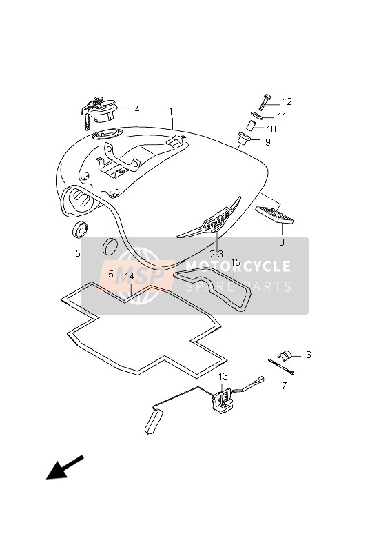 Suzuki C800 (VL800) INTRUDER 2012 Fuel Tank (VL800 E02) for a 2012 Suzuki C800 (VL800) INTRUDER