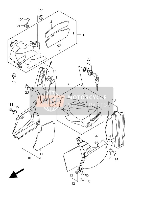 Suzuki C800 (VL800) INTRUDER 2012 Couverture de cadre (VL800 E02) pour un 2012 Suzuki C800 (VL800) INTRUDER