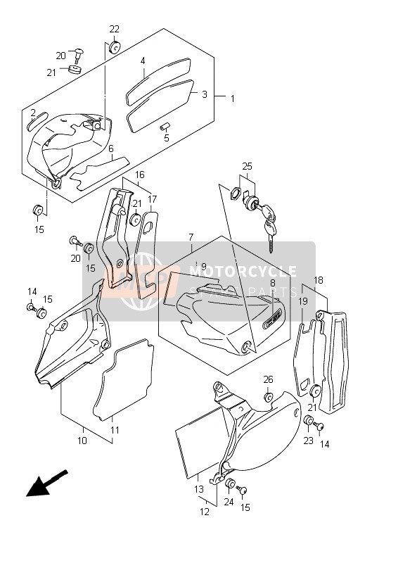 Suzuki C800 (VL800) INTRUDER 2012 Couverture de cadre (VL800 E24) pour un 2012 Suzuki C800 (VL800) INTRUDER