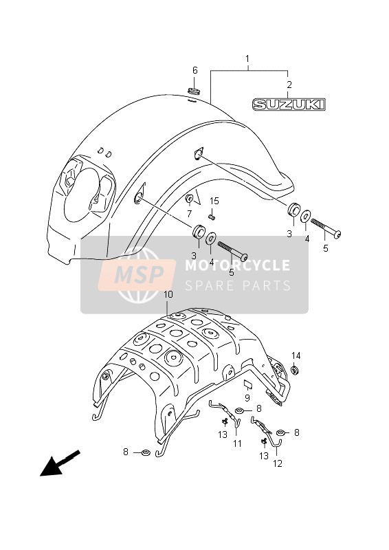 Suzuki C800 (VL800) INTRUDER 2012 Rear Fender (VL800 E24) for a 2012 Suzuki C800 (VL800) INTRUDER