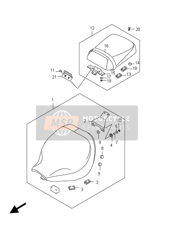 Suzuki C800 (VL800) INTRUDER 2012 Posto A Sedere (VL800 E24) per un 2012 Suzuki C800 (VL800) INTRUDER